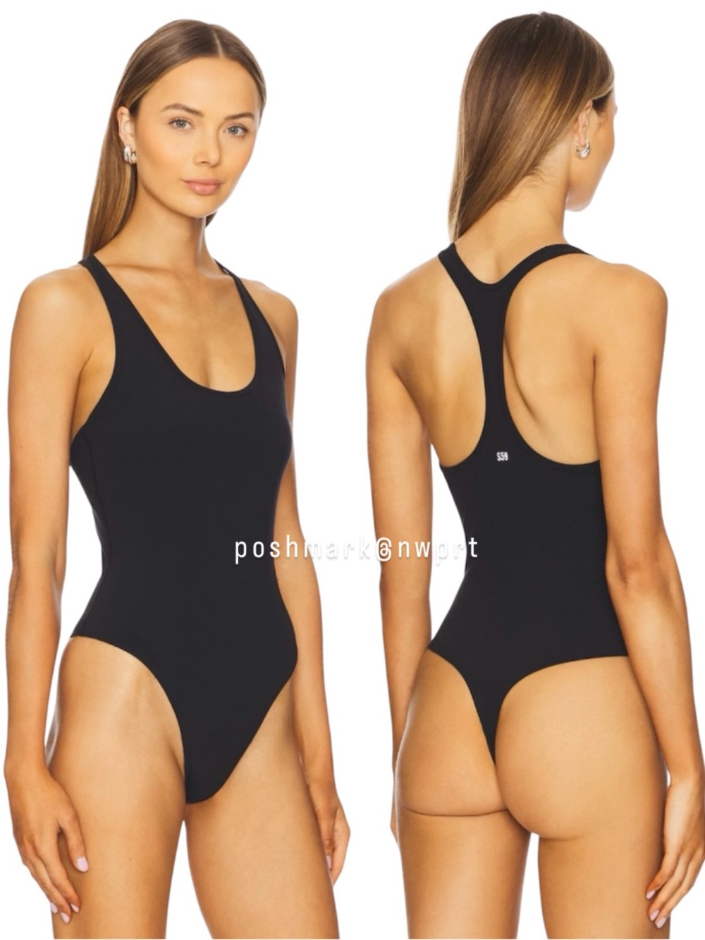 SPLITS59 ♡ Suki Bodysuit Racerback Tank Top Black S Small